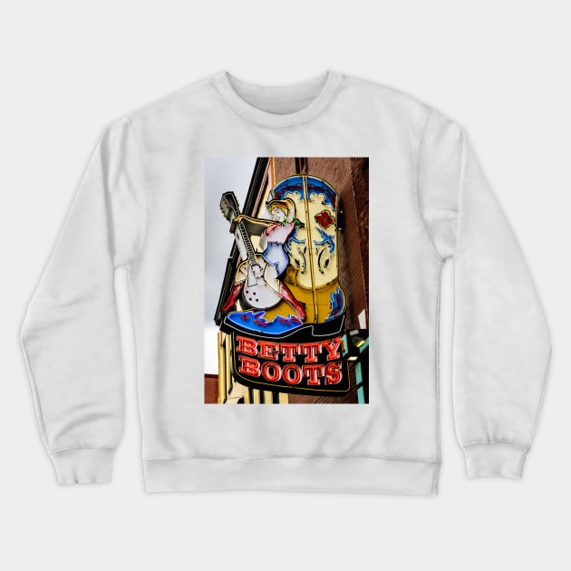 Betty Boots Nashville Tennessee Crewneck Sweatshirt by Debra Martz
